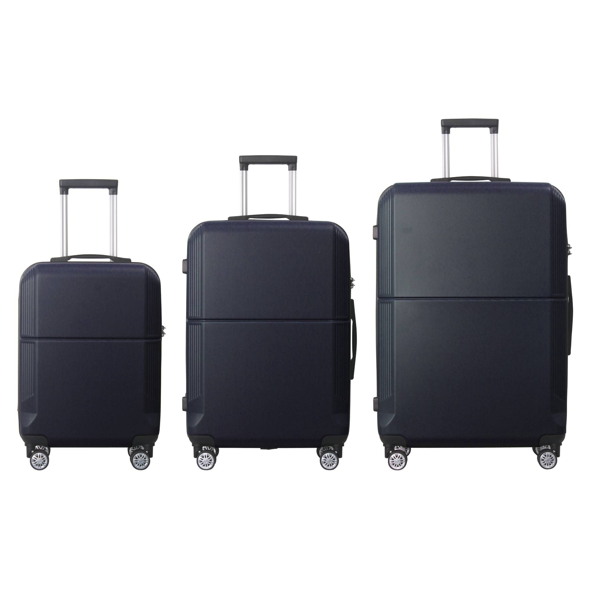 BLUE 3-Piece Premium ABS Luggage Set-20", 24", and 28" Suitcases with Multi-Position Handle, Silent Spinner Wheels, and TSA-Approved Lock-Durable, Stylish, and Spacious Travel Gear - Overture Gifts