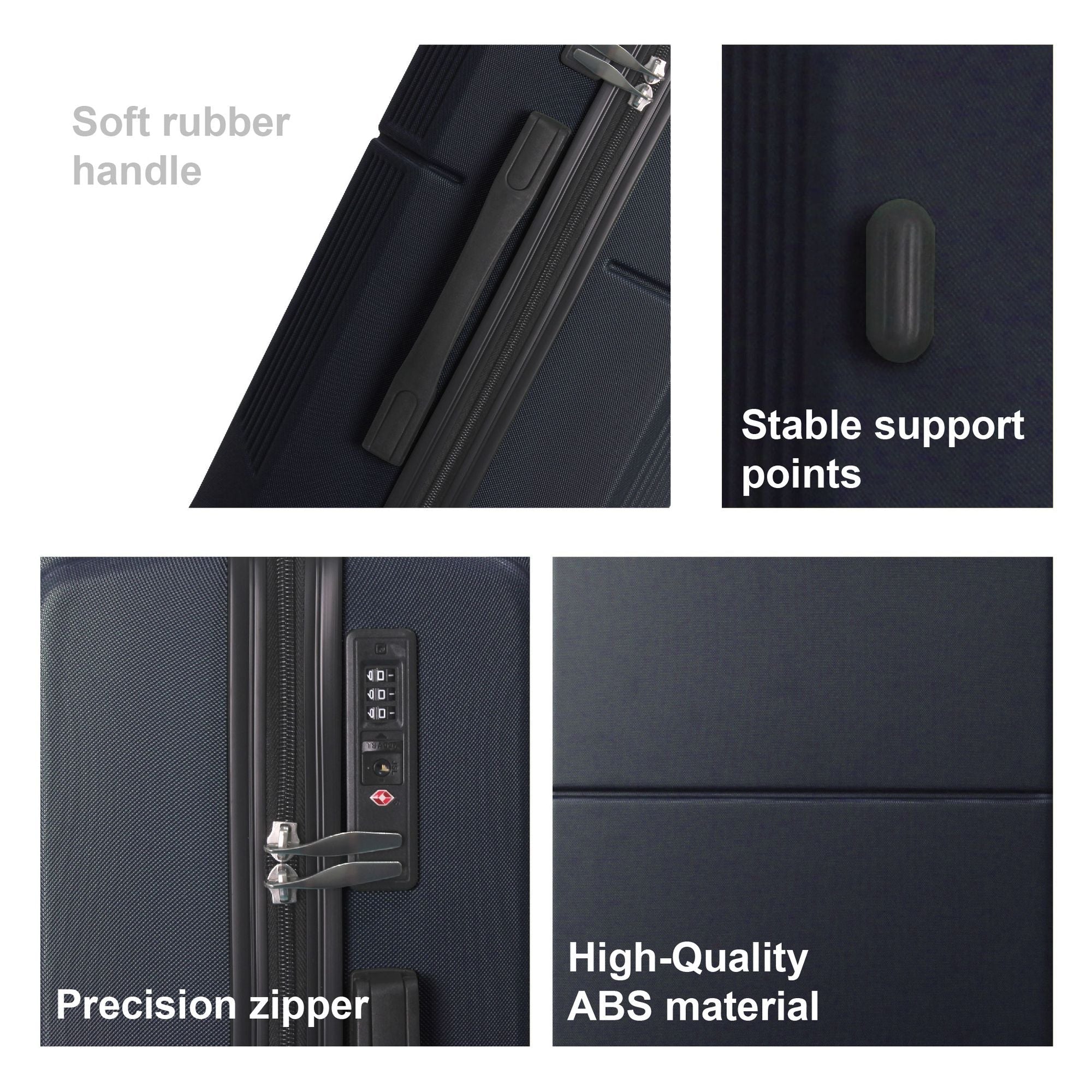 BLUE 3-Piece Premium ABS Luggage Set-20", 24", and 28" Suitcases with Multi-Position Handle, Silent Spinner Wheels, and TSA-Approved Lock-Durable, Stylish, and Spacious Travel Gear - Overture Gifts