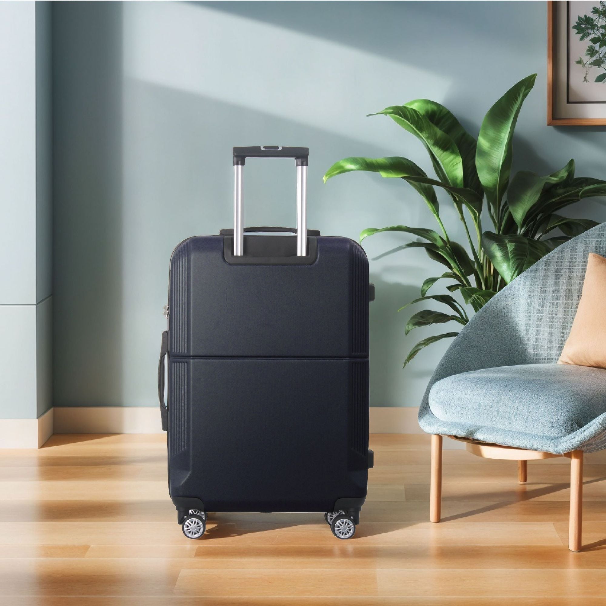 BLUE 3-Piece Premium ABS Luggage Set-20", 24", and 28" Suitcases with Multi-Position Handle, Silent Spinner Wheels, and TSA-Approved Lock-Durable, Stylish, and Spacious Travel Gear - Overture Gifts