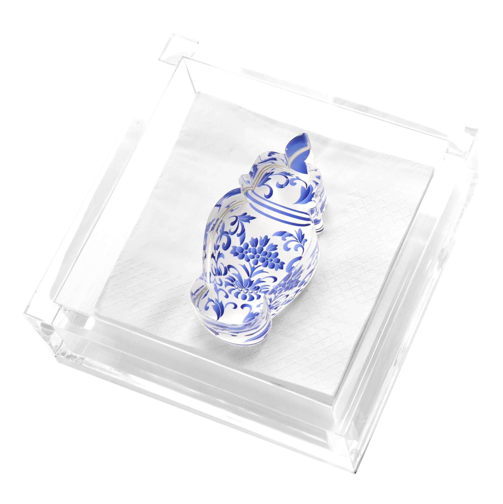 Blue Ginger Jar Acrylic Cocktail Napkin Holder