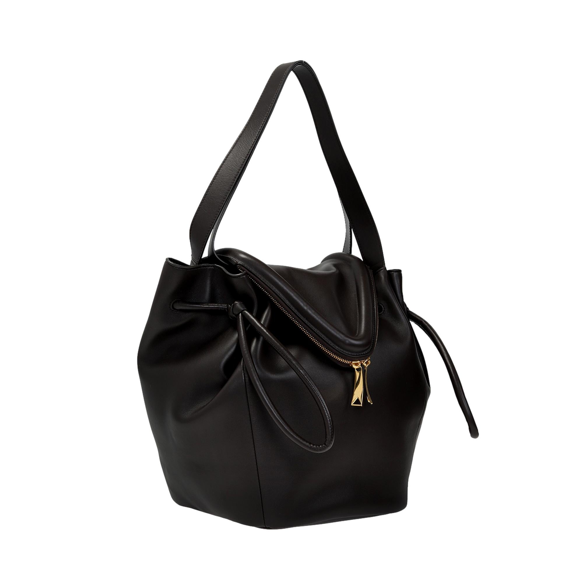 Bottega Veneta Beak Large Black Nappa Leather Shoulder Bag