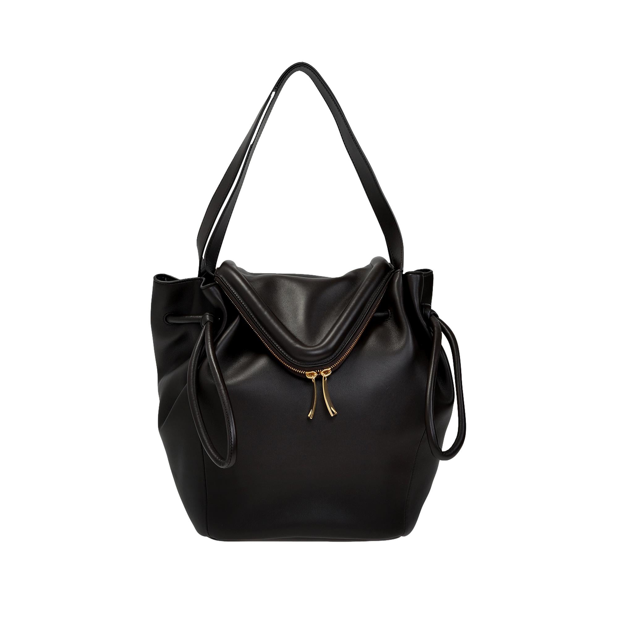 Bottega Veneta Beak Large Black Nappa Leather Shoulder Bag