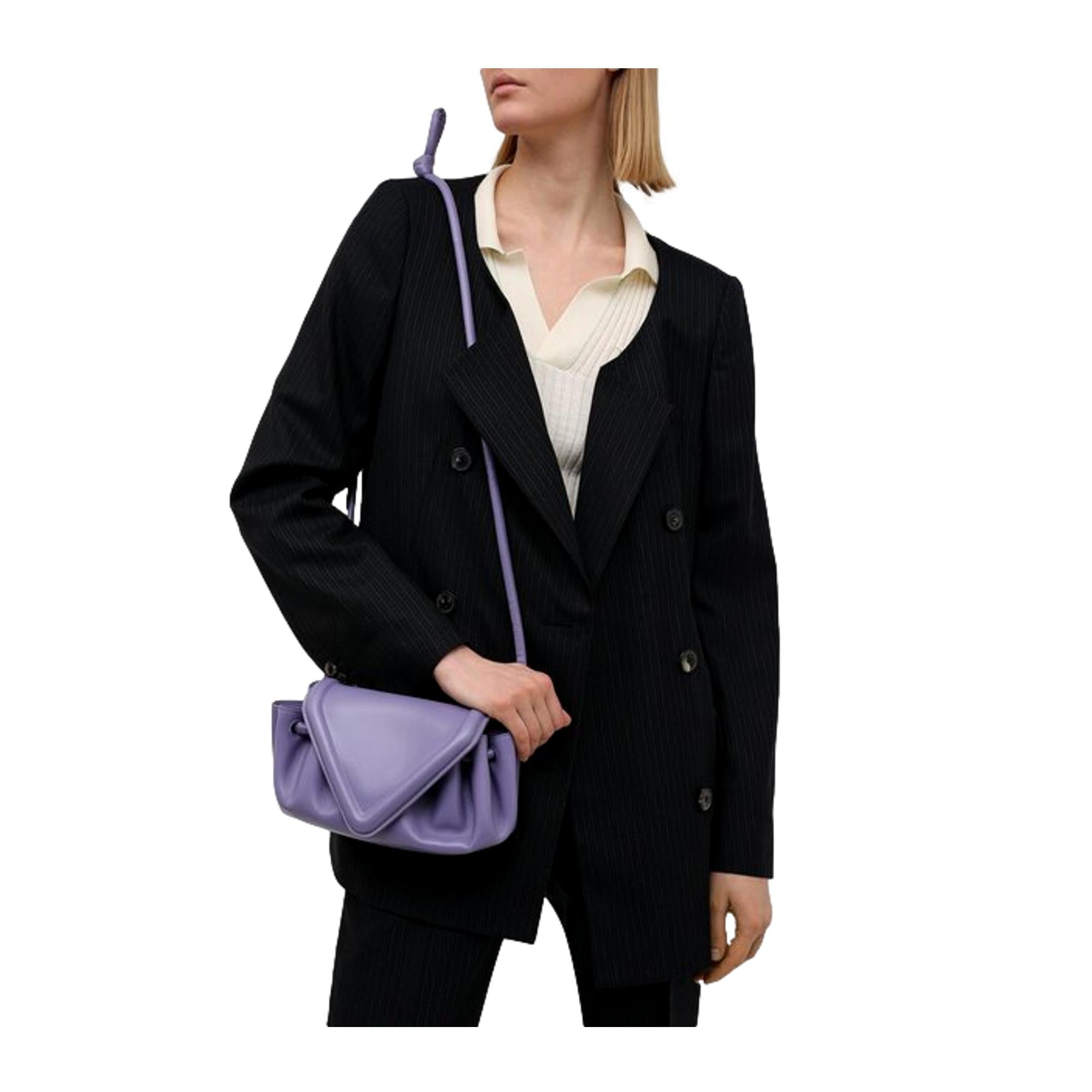 Bottega Veneta Beak Small Lavender Nappa Crossbody Bag