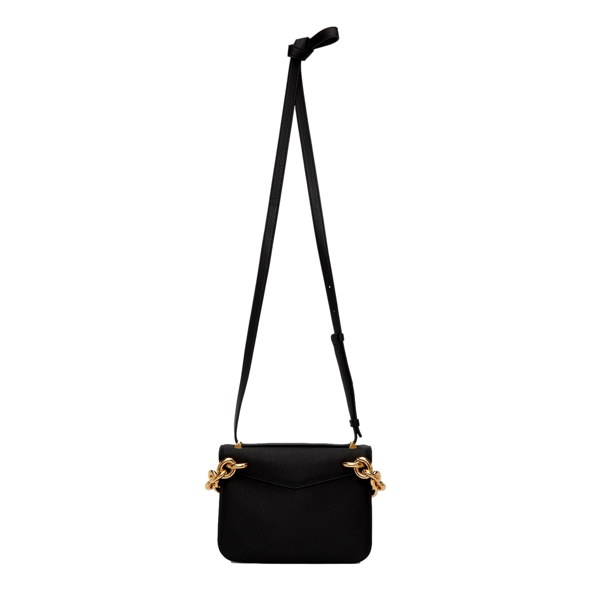 Bottega Veneta Calfskin Mount Envelope Crossbody Bag Black and Gold