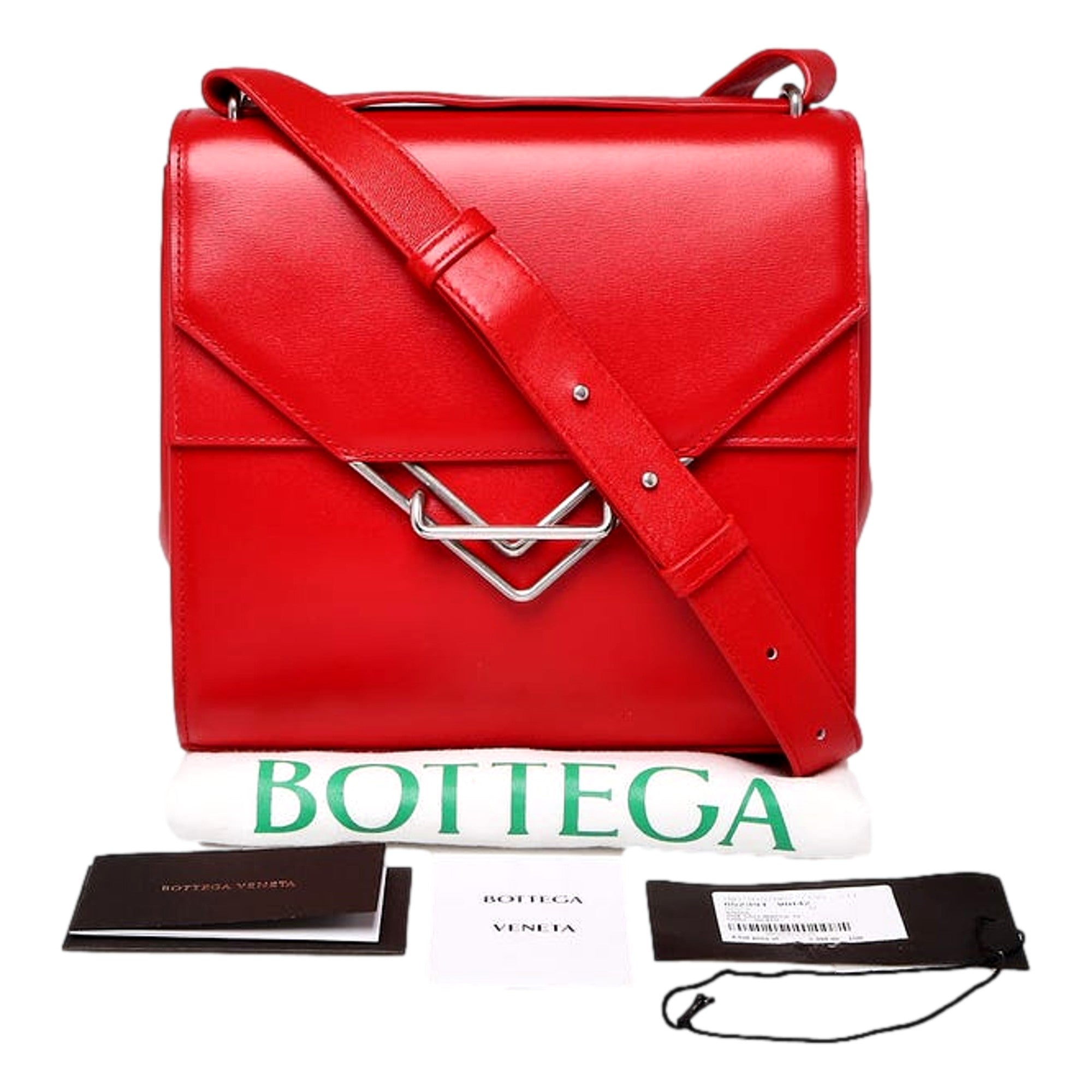 Bottega Veneta The Clip Chili Red Calfskin Leather Shoulder Crossbody Bag