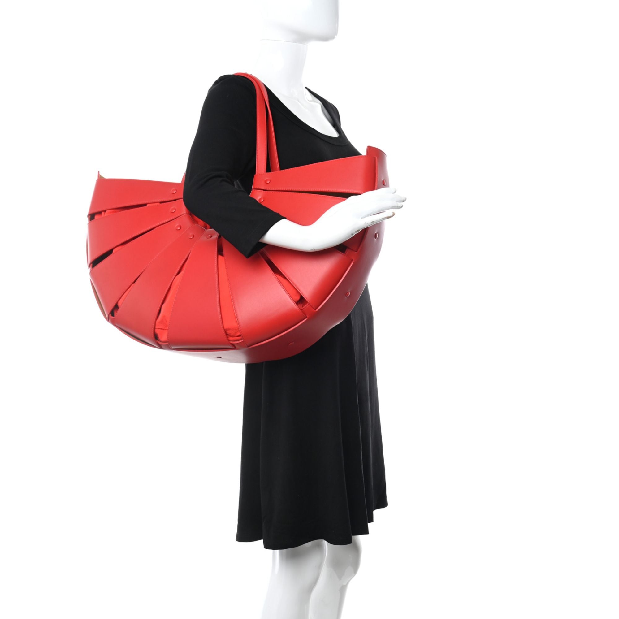 Bottega Veneta The Shell Chili Tomato French Calfskin Leather Shoulder Bag