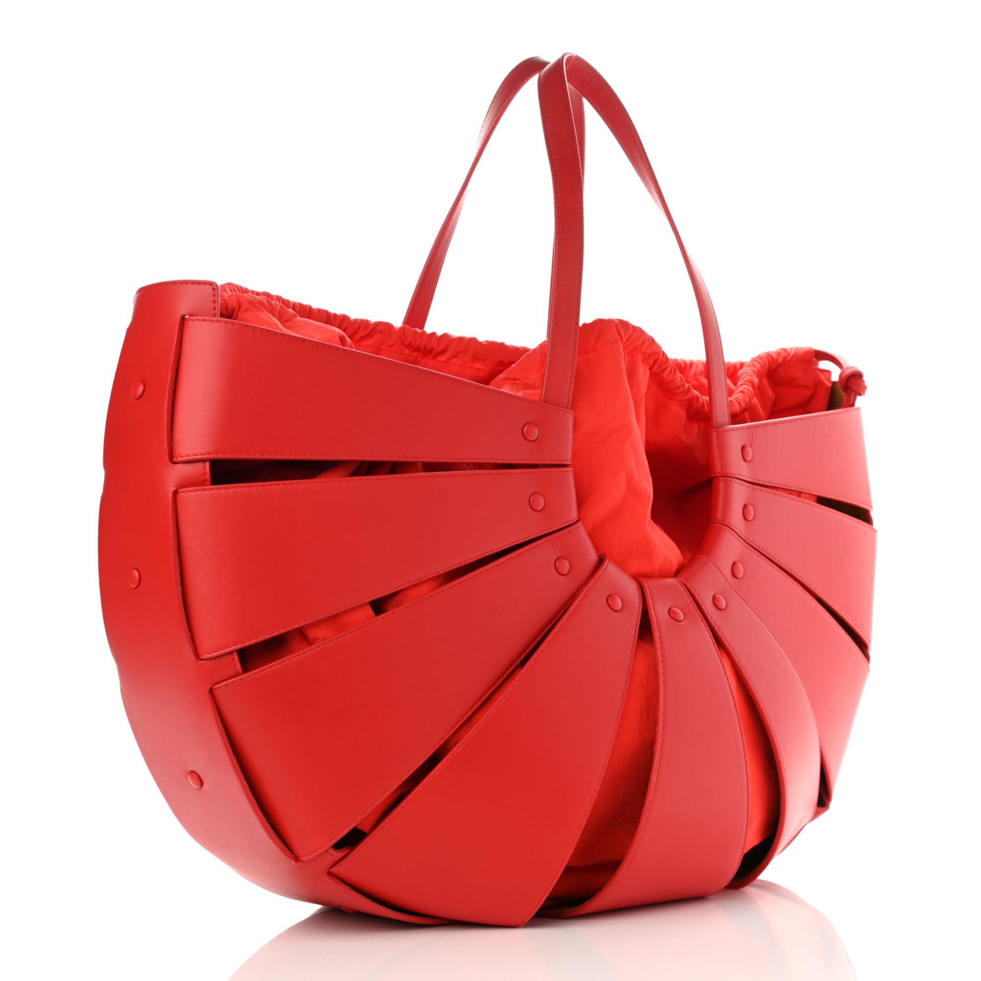 Bottega Veneta The Shell Chili Tomato French Calfskin Leather Shoulder Bag