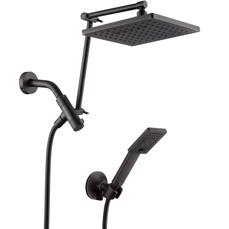 Dual Shower Head Combo with Extension Arm, 8 Inch Rainfall Shower Head with Handheld Shower head