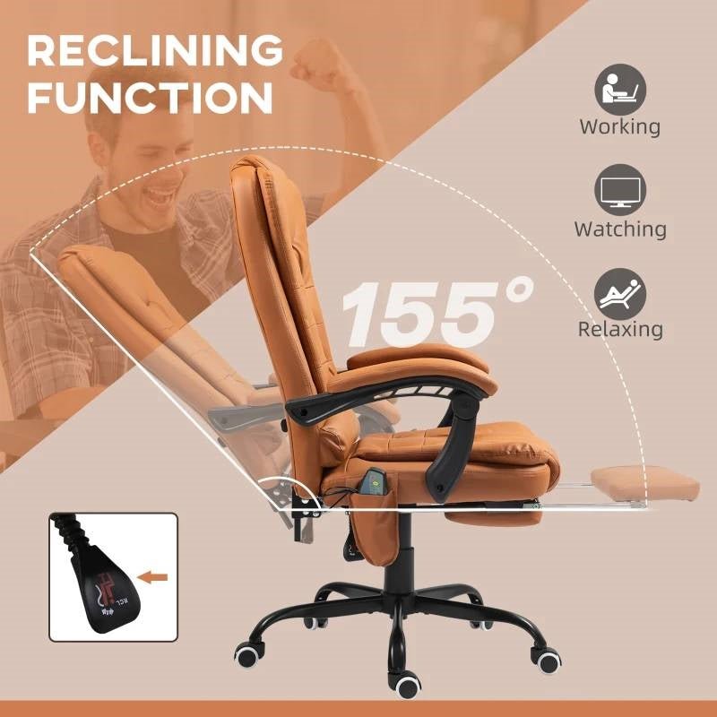 Brown 7 Mode Vibrating High Back Executive Massage Adjustable Office Chair - Overture Gifts
