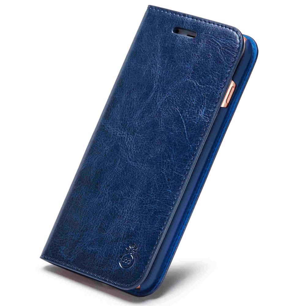 Brown Genuine Leather Flip Case For iPhone Luxury Wallet Card Cover For iPhone 14 13 Leather iPhone Case Kickstand Card Holder Flip Leather Wallet Phone Case - Overture Gifts