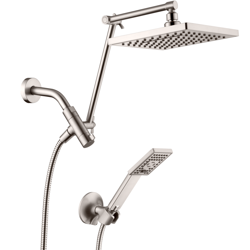 Dual Shower Head Combo with Extension Arm, 8 Inch Rainfall Shower Head with Handheld Shower head