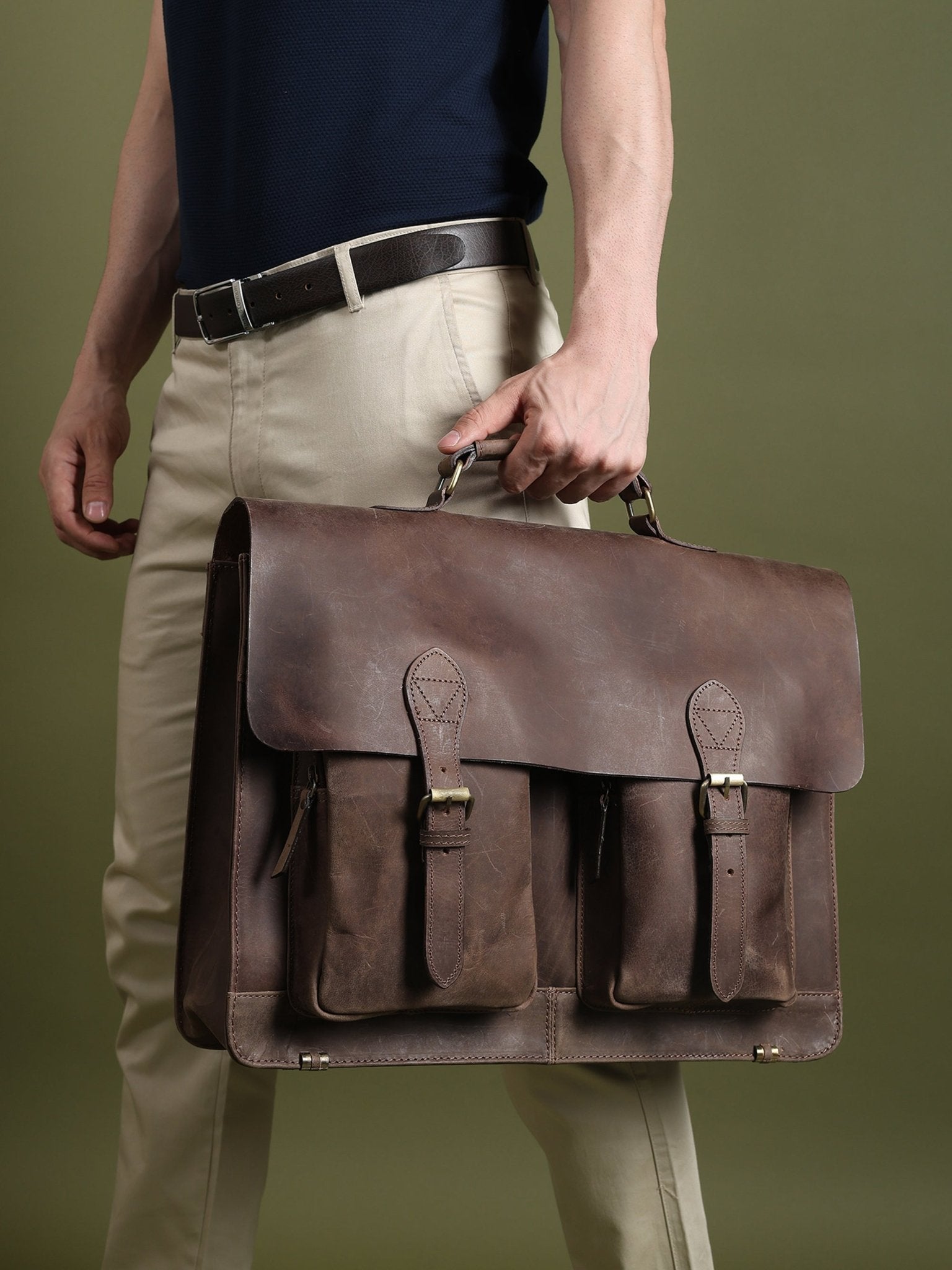 Buffalo Leather Messenger Bag - Overture Gifts