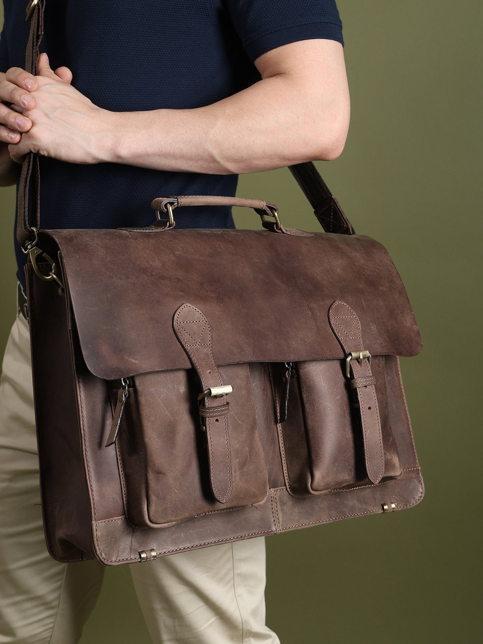 Buffalo Leather Messenger Bag - Overture Gifts