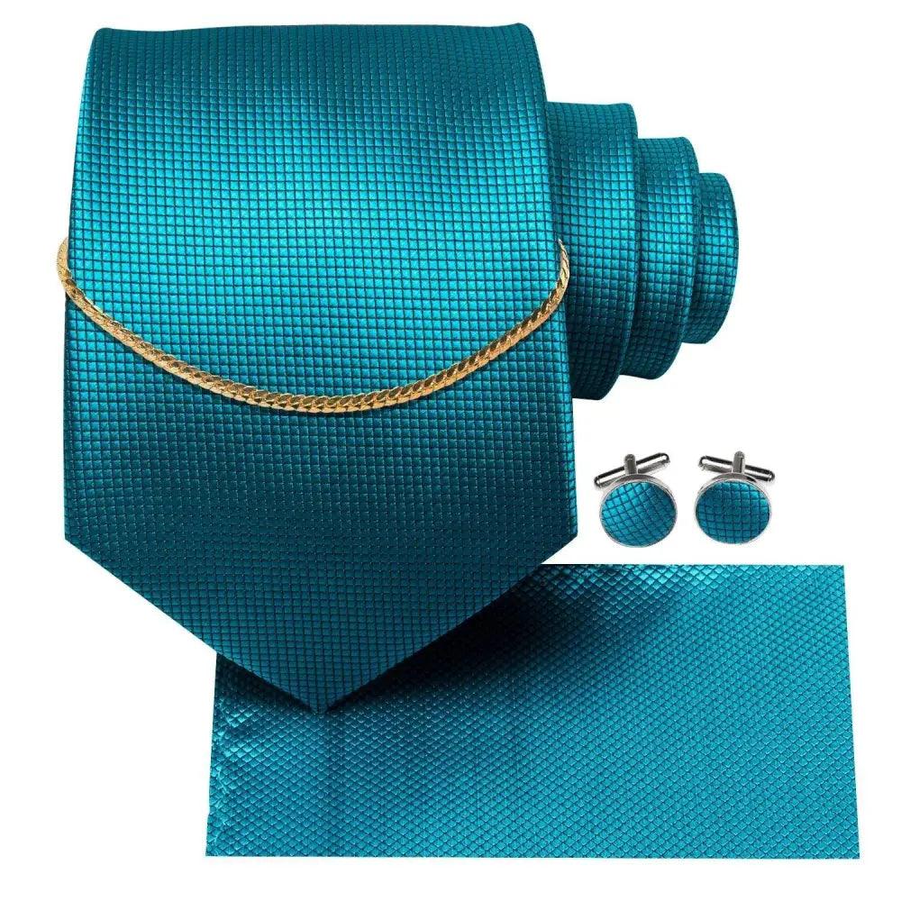 Black Silk Necktie Set Timeless Pocket Square Cufflinks