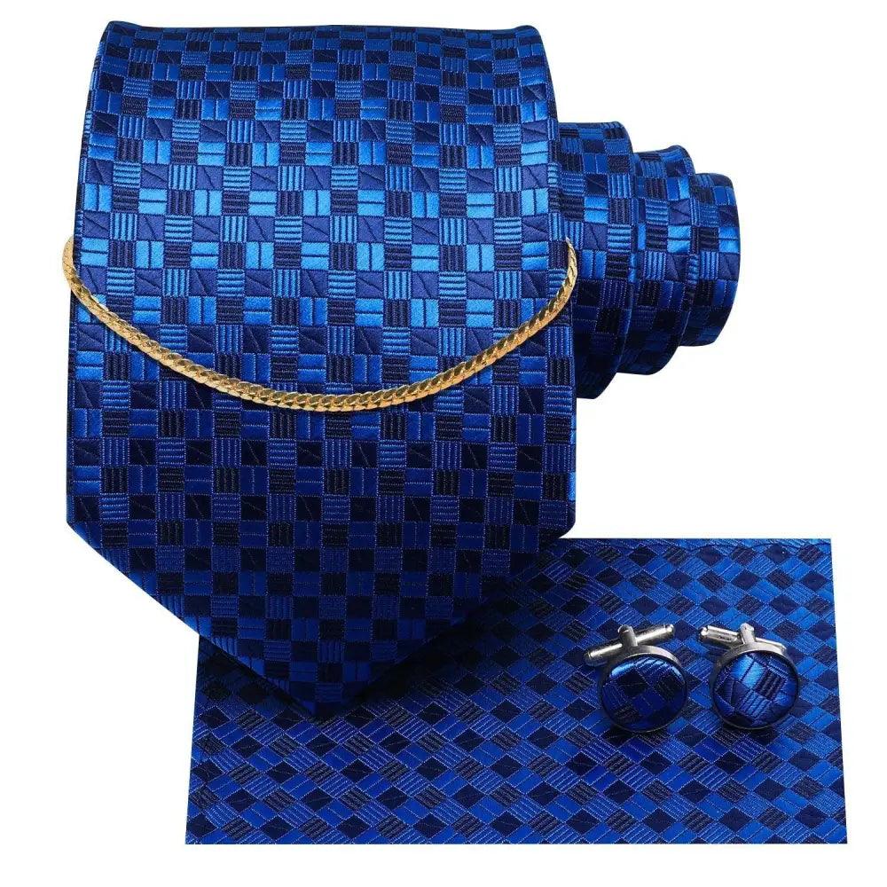 Black Silk Necktie Set Timeless Pocket Square Cufflinks