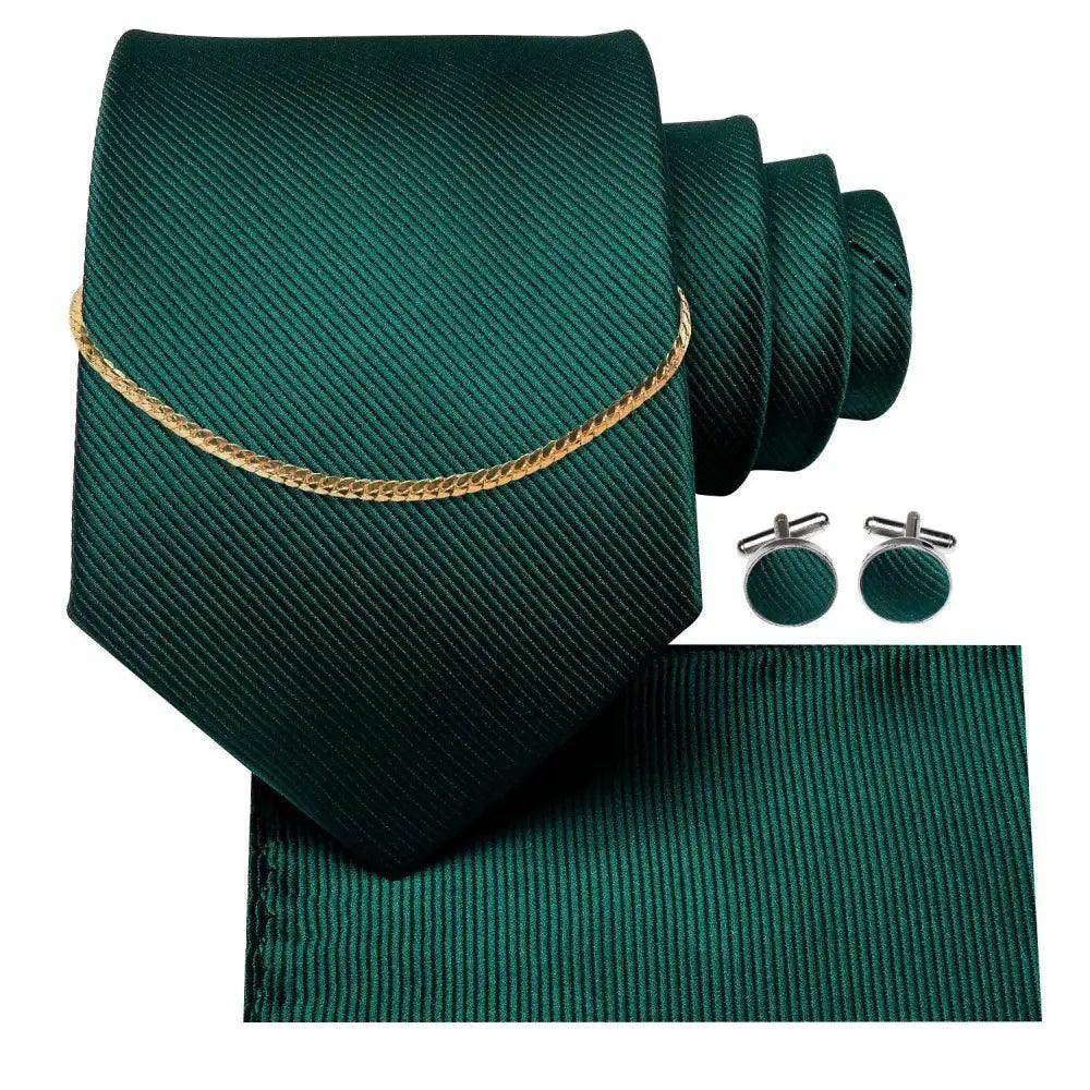 Black Silk Necktie Set Timeless Pocket Square Cufflinks