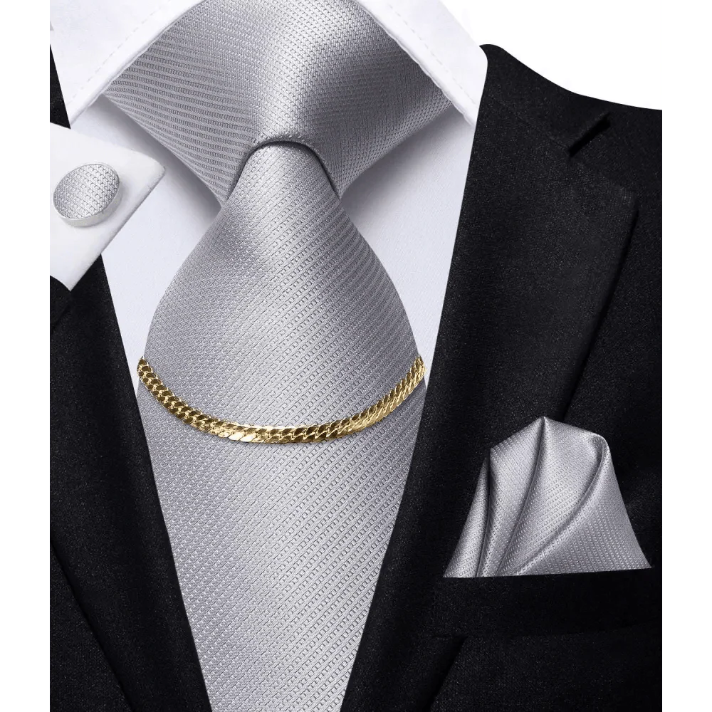 Black Silk Necktie Set Timeless Pocket Square Cufflinks