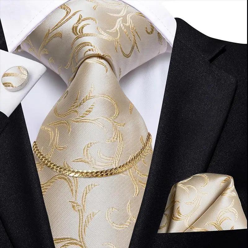 Black Silk Necktie Set Timeless Pocket Square Cufflinks
