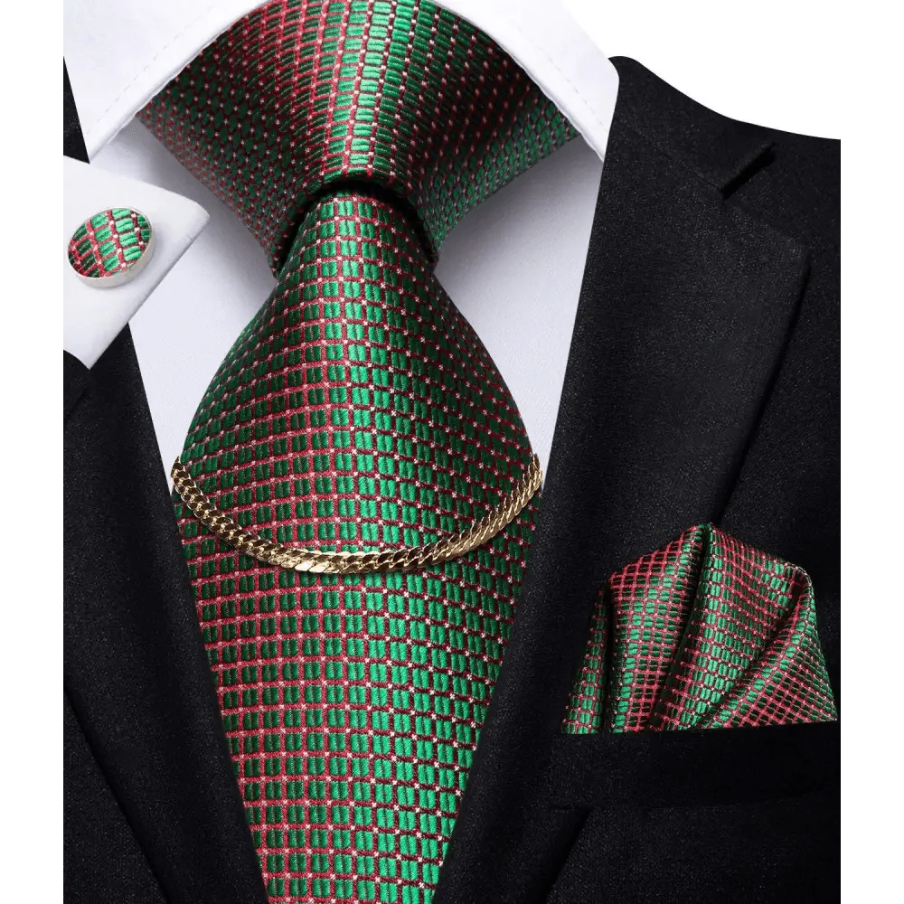 Black Silk Necktie Set Timeless Pocket Square Cufflinks