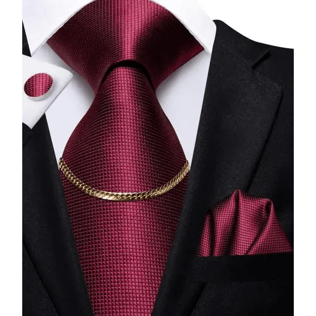 Black Silk Necktie Set Timeless Pocket Square Cufflinks