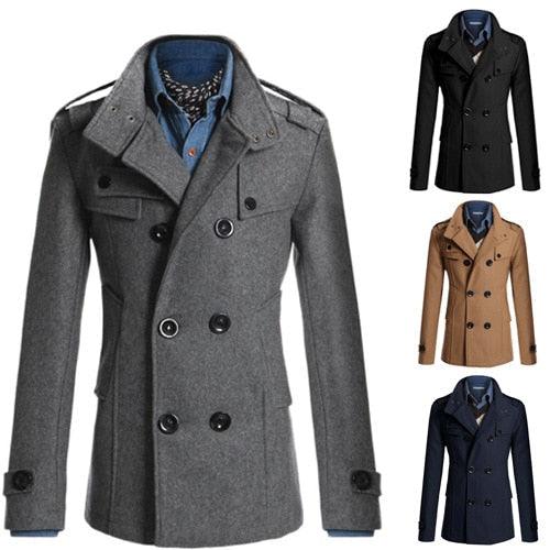 Business Classic Men Jackets Black Men Jackets Overcoat Simple Male Trench Coats Casual Winter Suit Classic Vintage Coat Comfortable Lightweight Soft Man Outdoor Jacket With Long Sleeve - Overture Gifts