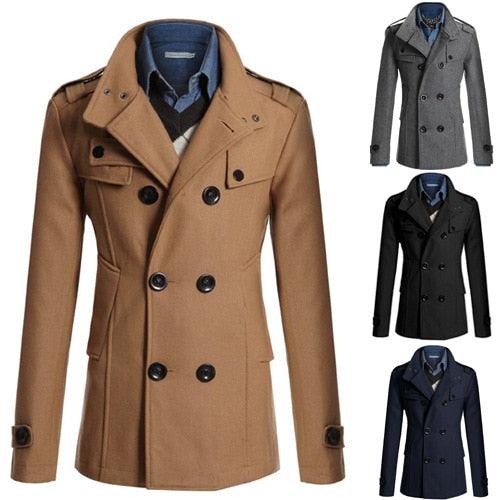 Business Classic Men Jackets Black Men Jackets Overcoat Simple Male Trench Coats Casual Winter Suit Classic Vintage Coat Comfortable Lightweight Soft Man Outdoor Jacket With Long Sleeve - Overture Gifts