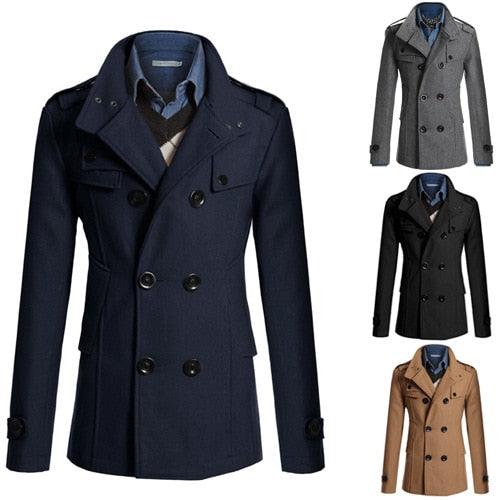 Business Classic Men Jackets Black Men Jackets Overcoat Simple Male Trench Coats Casual Winter Suit Classic Vintage Coat Comfortable Lightweight Soft Man Outdoor Jacket With Long Sleeve - Overture Gifts