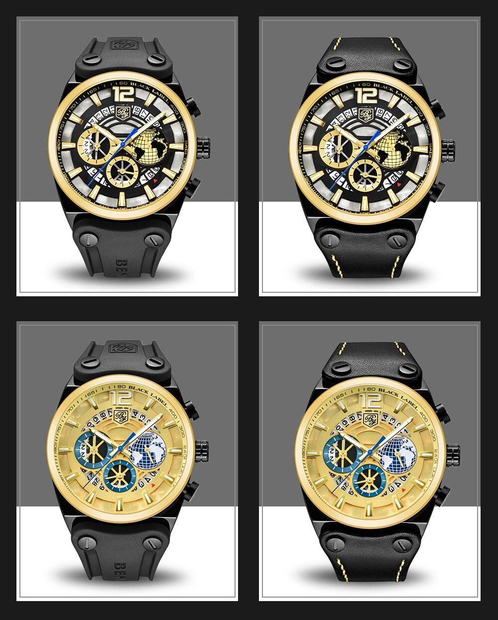 Business Mens Fashion Watches Quartz Silicone Sport Multifunction Watch Men Luxury Waterproof Luminous Hands - Overture Gifts
