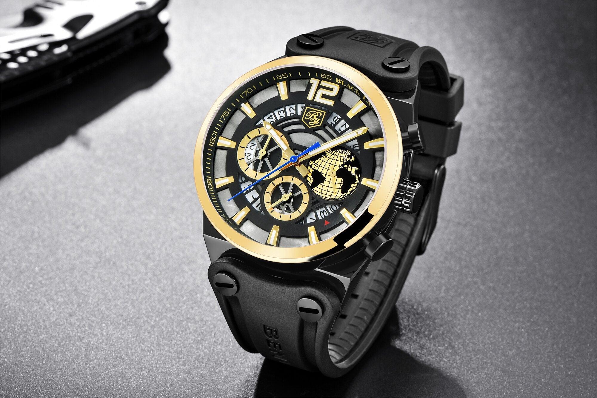 Business Mens Fashion Watches Quartz Silicone Sport Multifunction Watch Men Luxury Waterproof Luminous Hands - Overture Gifts
