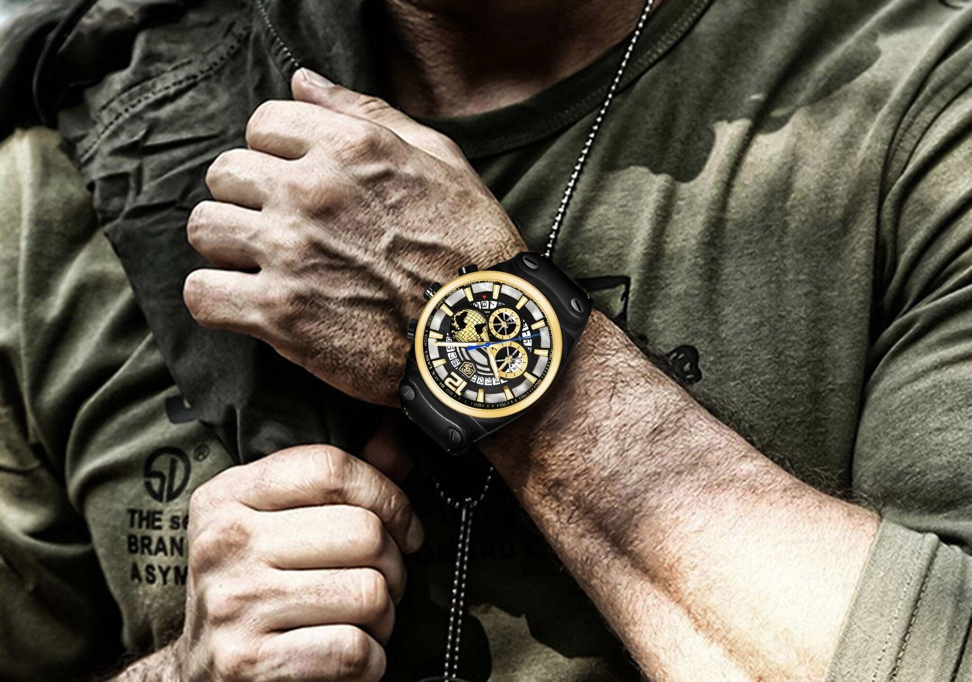 Business Mens Fashion Watches Quartz Silicone Sport Multifunction Watch Men Luxury Waterproof Luminous Hands - Overture Gifts