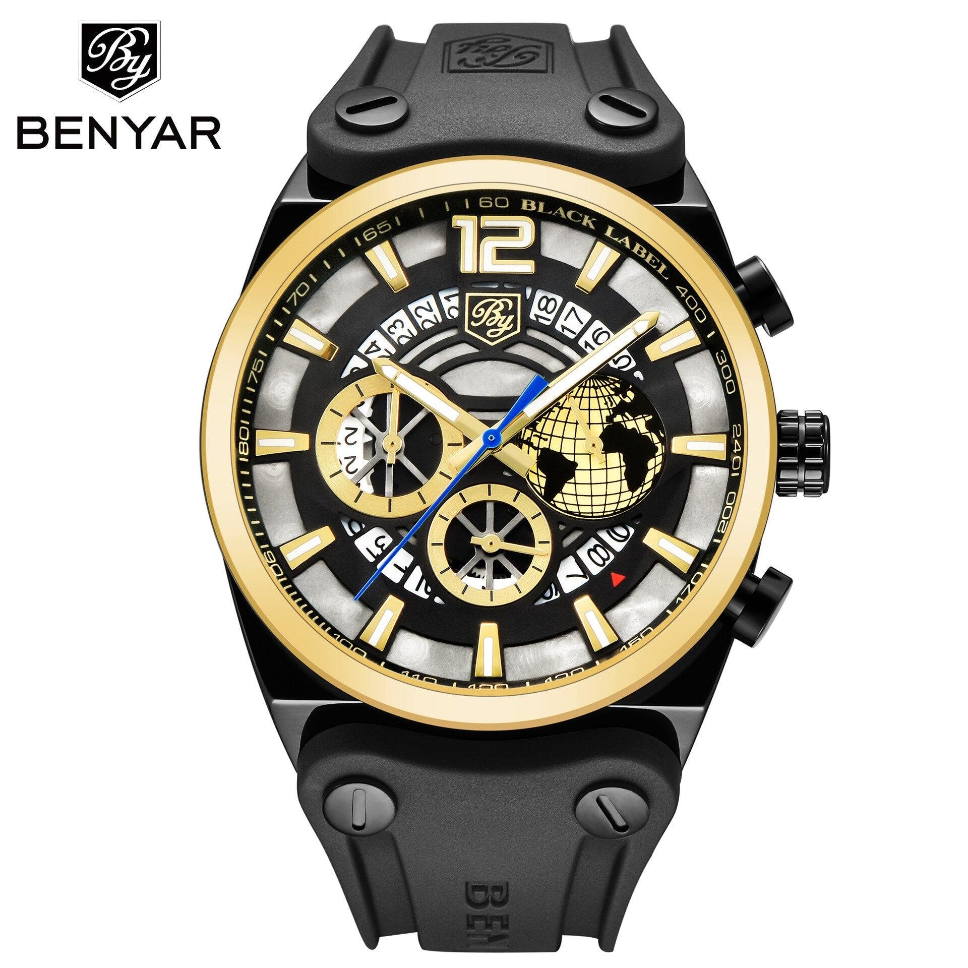Business Mens Fashion Watches Quartz Silicone Sport Multifunction Watch Men Luxury Waterproof Luminous Hands - Overture Gifts