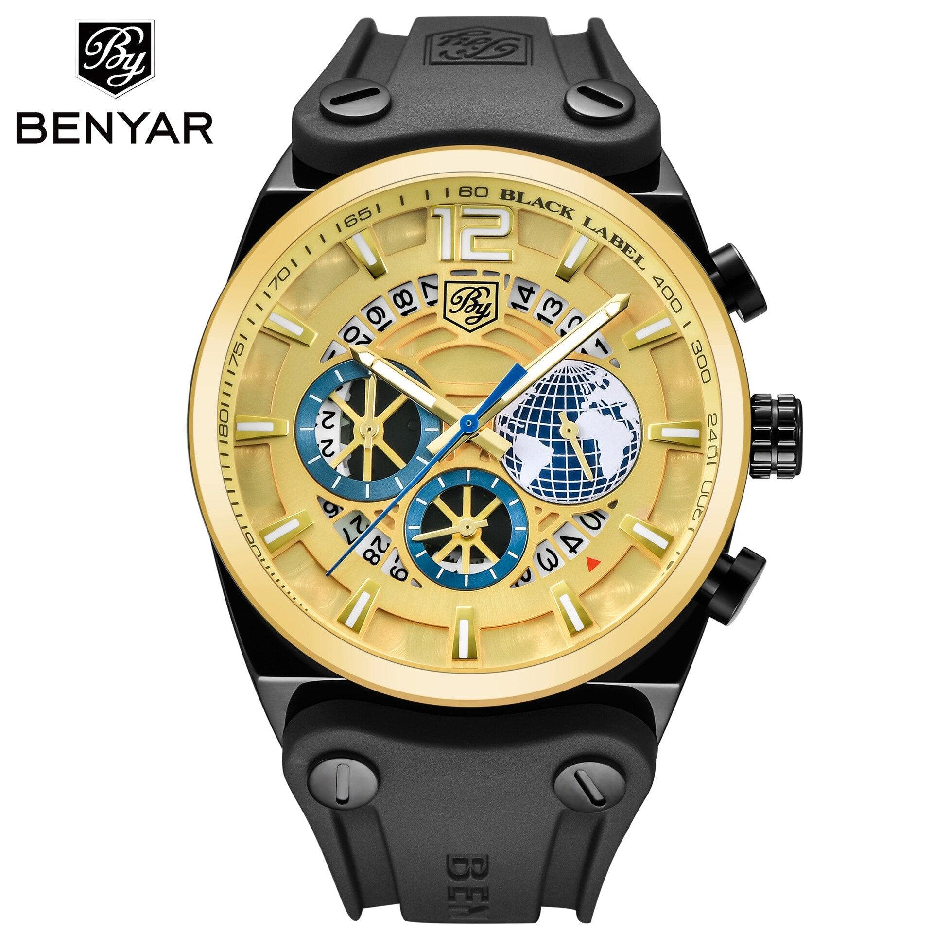 Business Mens Fashion Watches Quartz Silicone Sport Multifunction Watch Men Luxury Waterproof Luminous Hands - Overture Gifts