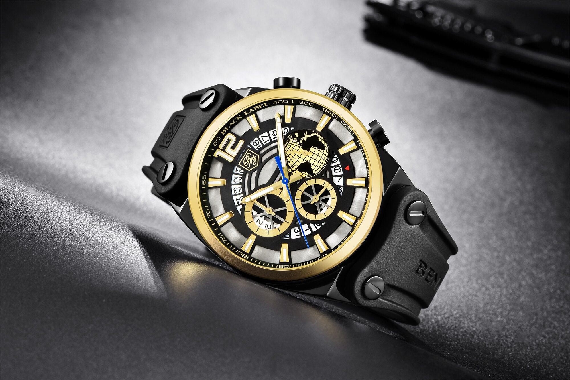 Business Mens Fashion Watches Quartz Silicone Sport Multifunction Watch Men Luxury Waterproof Luminous Hands - Overture Gifts