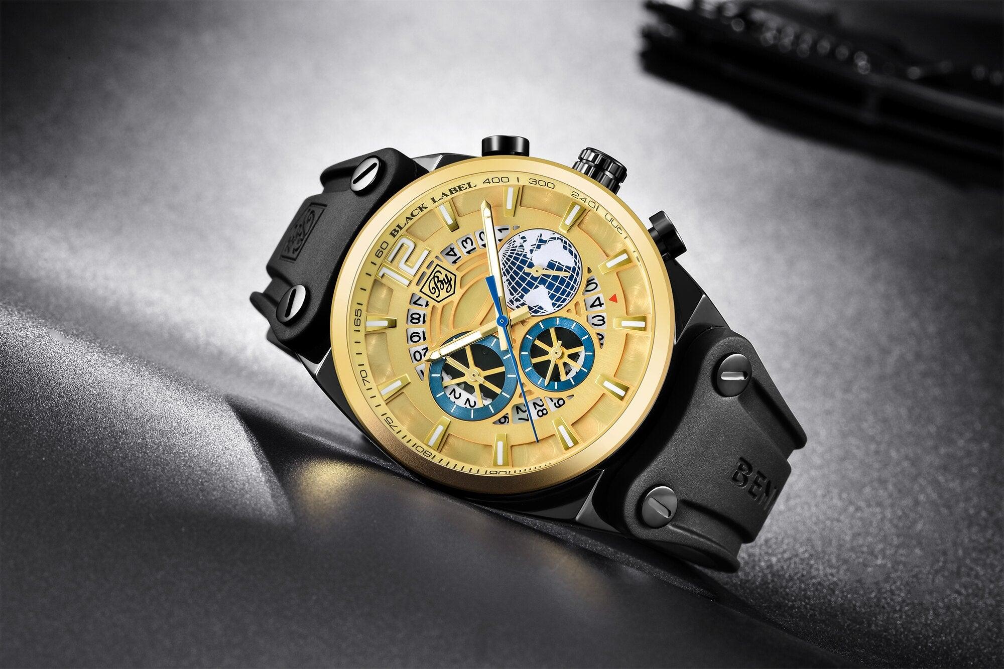 Business Mens Fashion Watches Quartz Silicone Sport Multifunction Watch Men Luxury Waterproof Luminous Hands - Overture Gifts