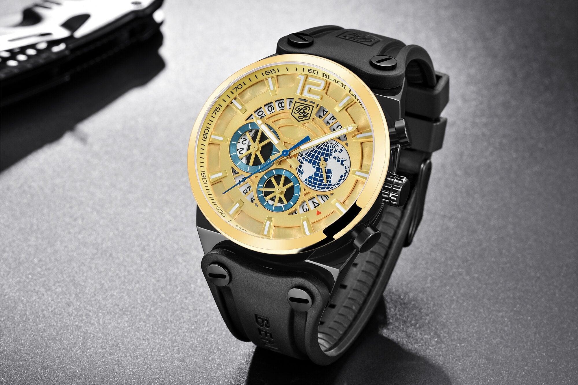 Business Mens Fashion Watches Quartz Silicone Sport Multifunction Watch Men Luxury Waterproof Luminous Hands - Overture Gifts