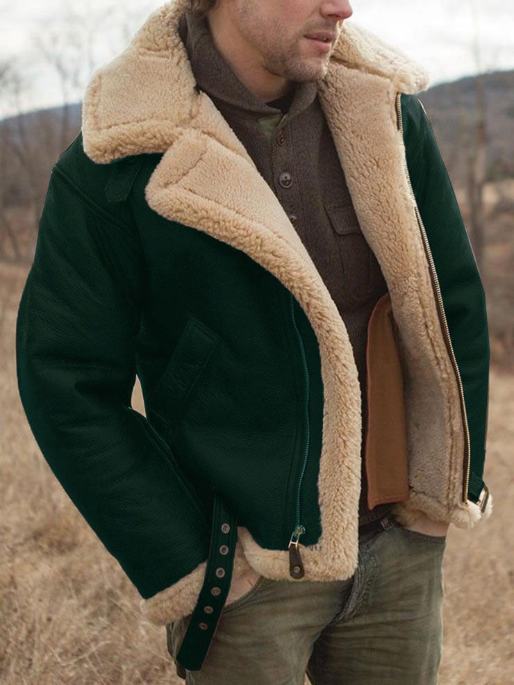 Thickened Leather-and-fur Mens Casual Jacket