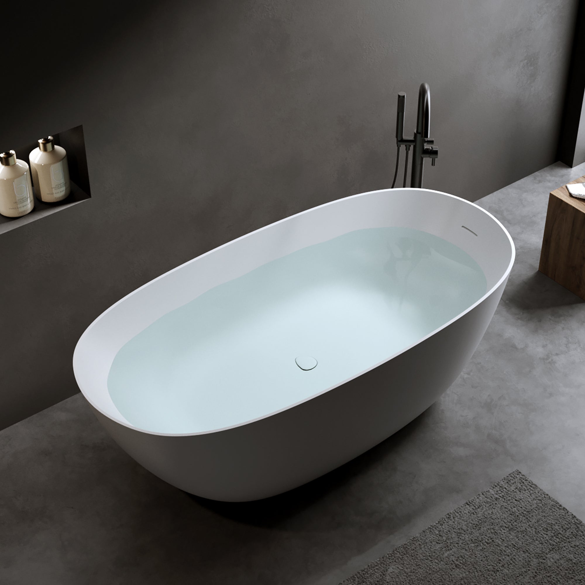 61'' Freestanding Bathtub - Resin Stone Soaking Bathtub