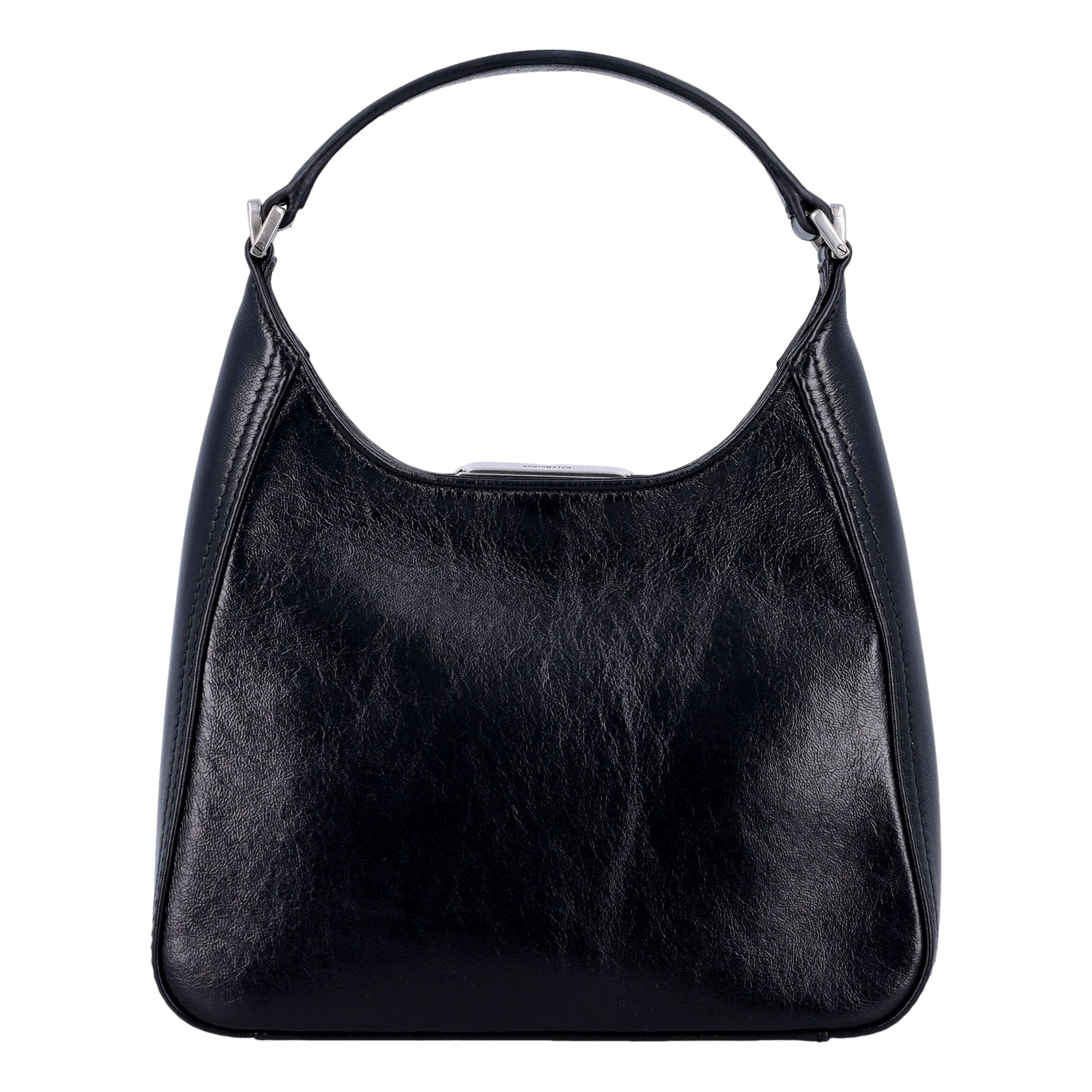 Balenciaga BB Soft Hobo Mini Black Smooth Calfskin Leather Shoulder Crossbody Bag