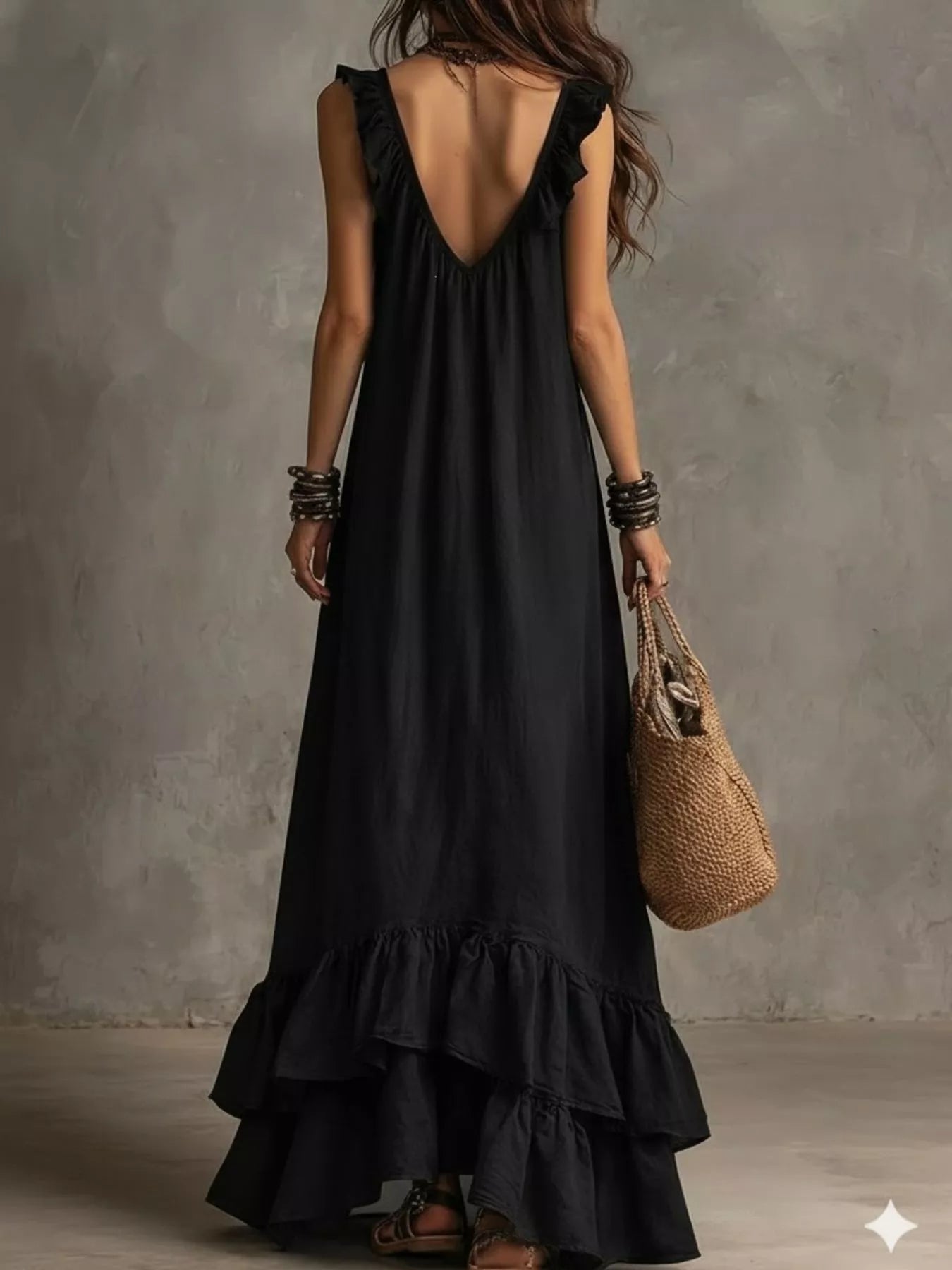 Ruffled Sleeveless Maxi Dress