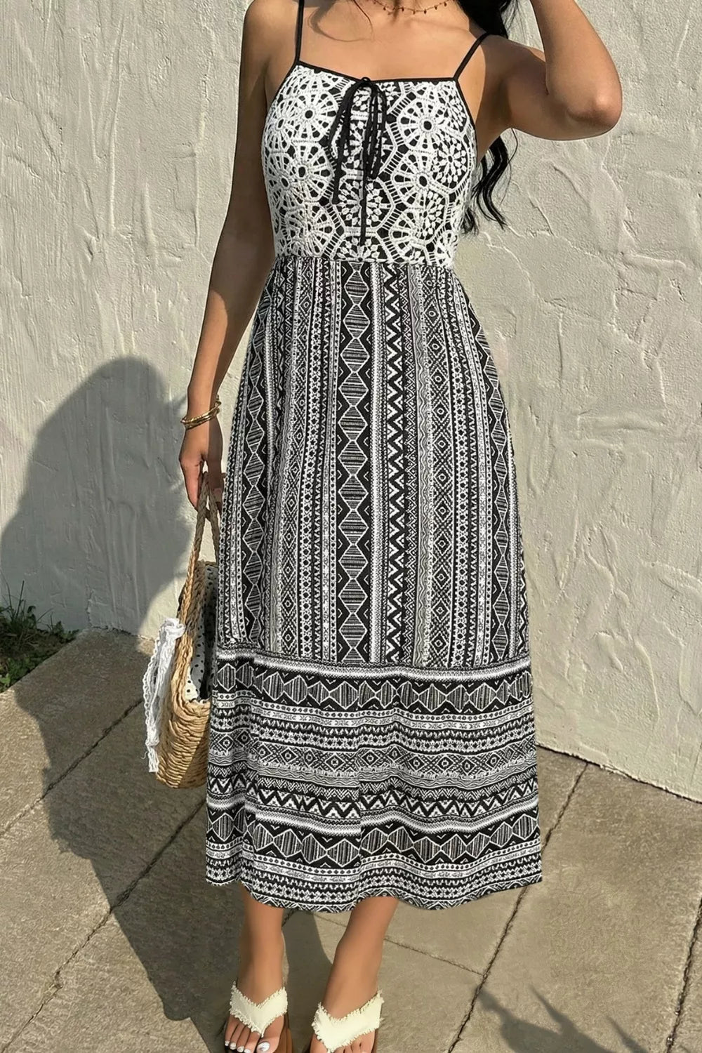 Tie-Front Square Neck Cami Dress