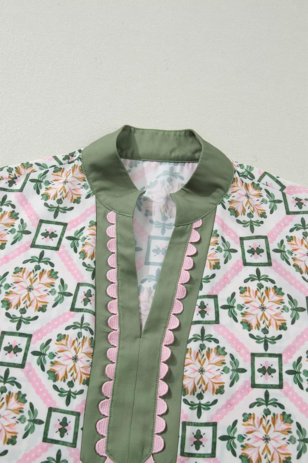 Multicolour Boho Geometric Flower Print Short Sleeve Loose Mini Dress