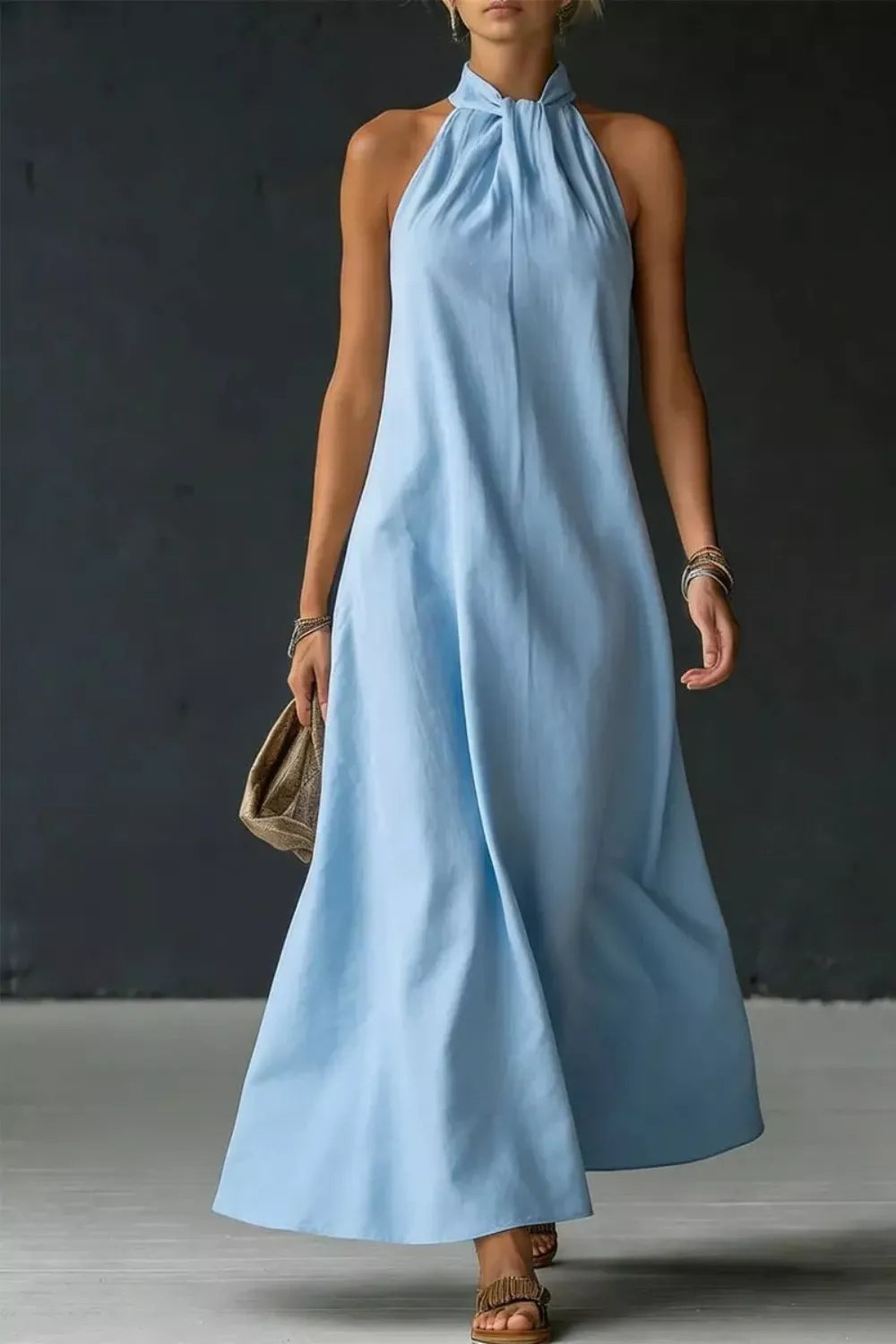 Halter Neck Sleeveless Maxi Dress