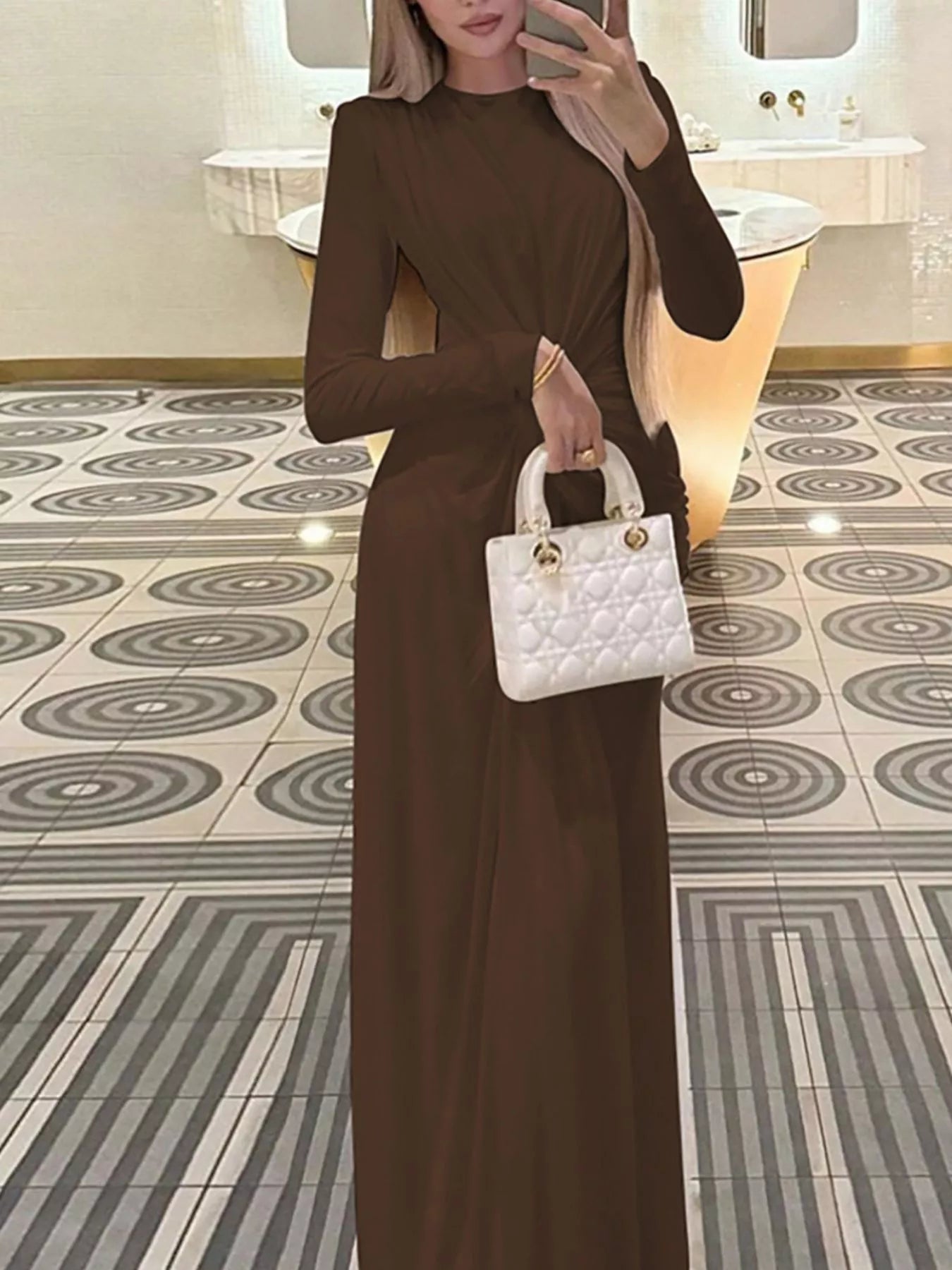 Twisted Long Sleeve Maxi Dress