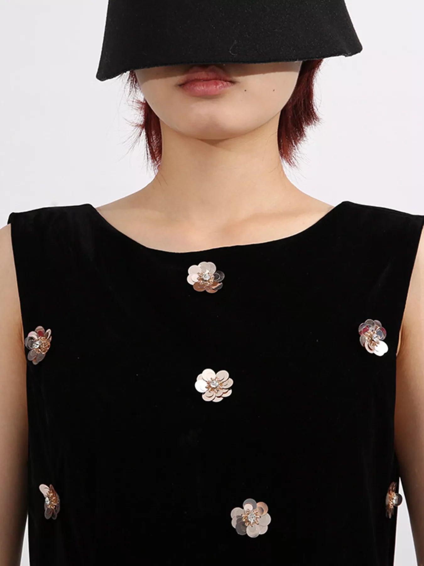 Contrast Flower Sleeveless Tulle Maxi Dress