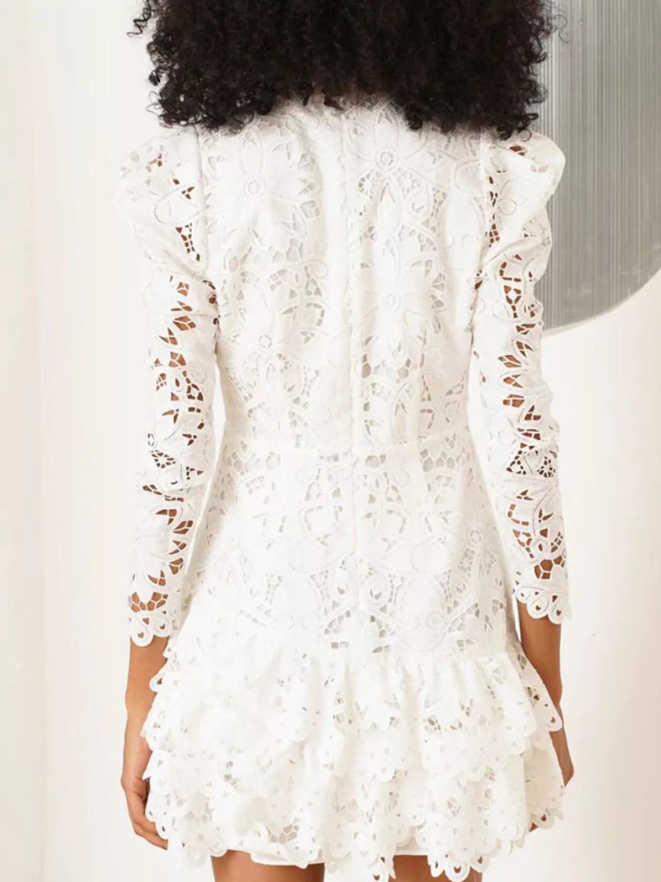 Lace Mock Neck Long Sleeve Mini Dress