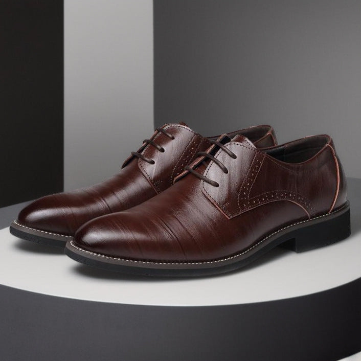 Mens Leather Shoes British-style Pointed-toe Breathable Formal Business Wear