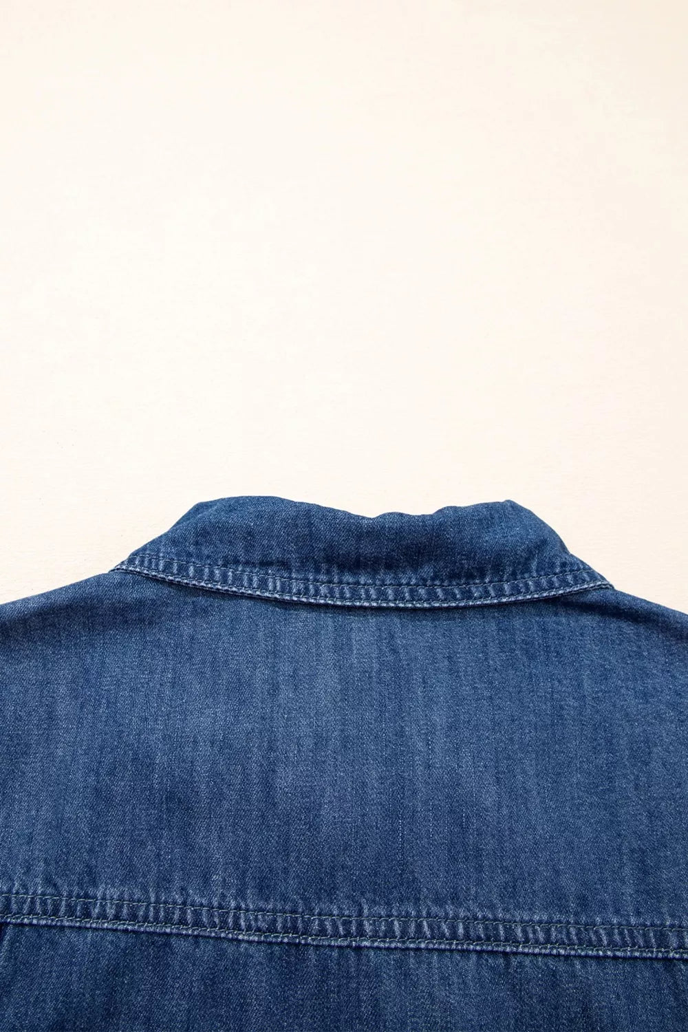 Zip Up Collared Short Sleeve Shift Mini Denim Dress