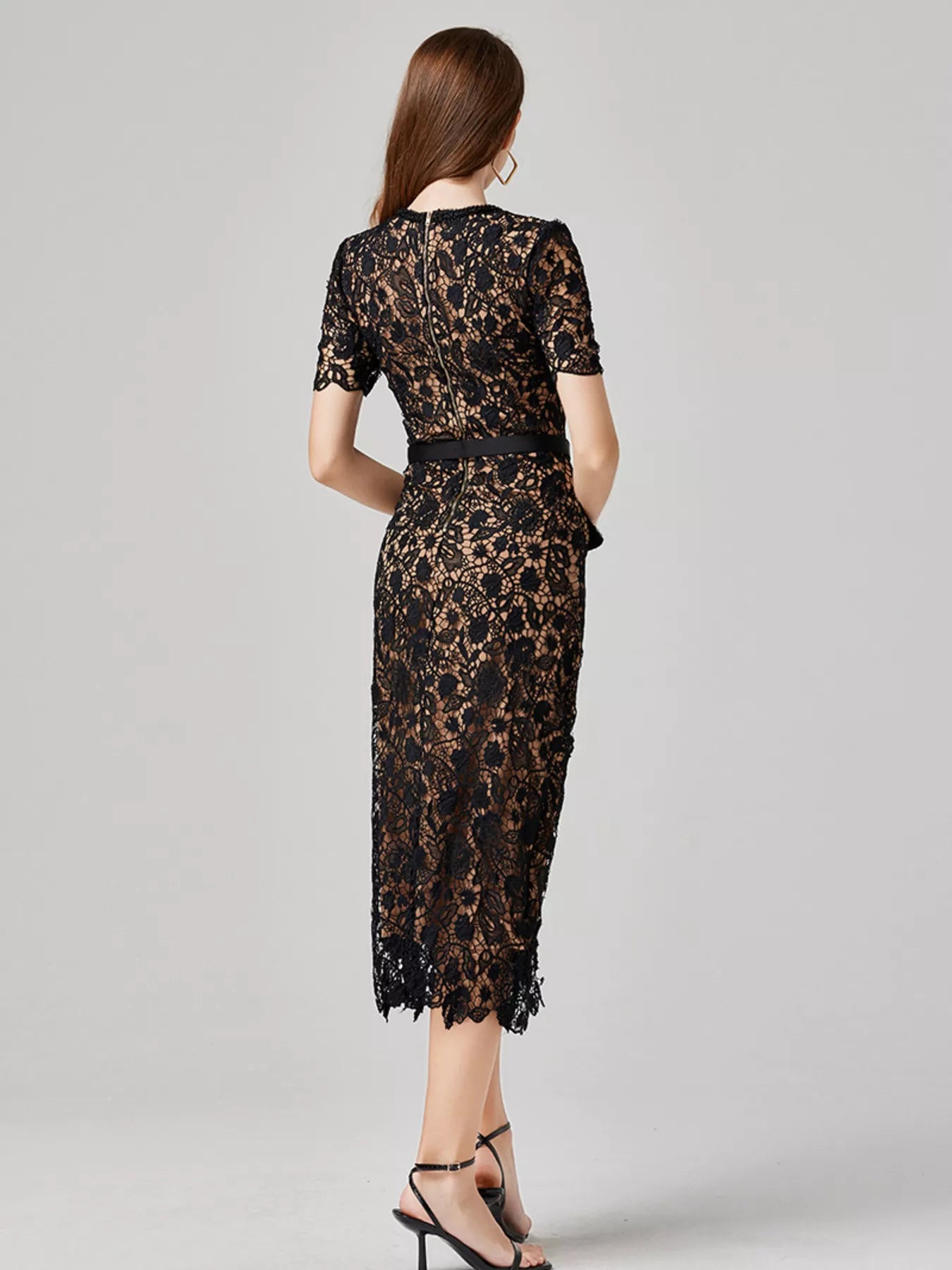 Lace Button-Up Midi Dress