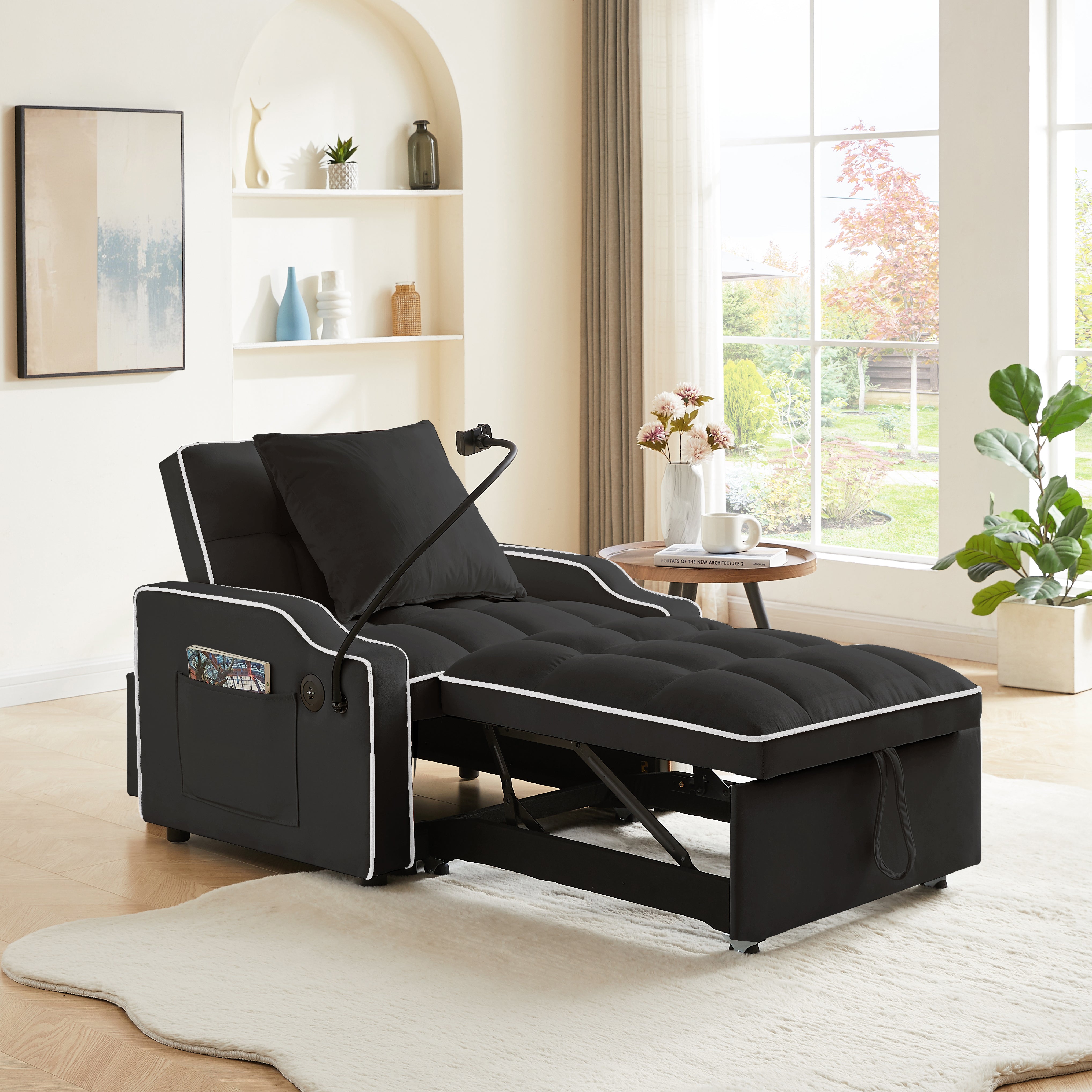 Sleeper Sofa Chair Bed - 3 In 1 Convertible Design