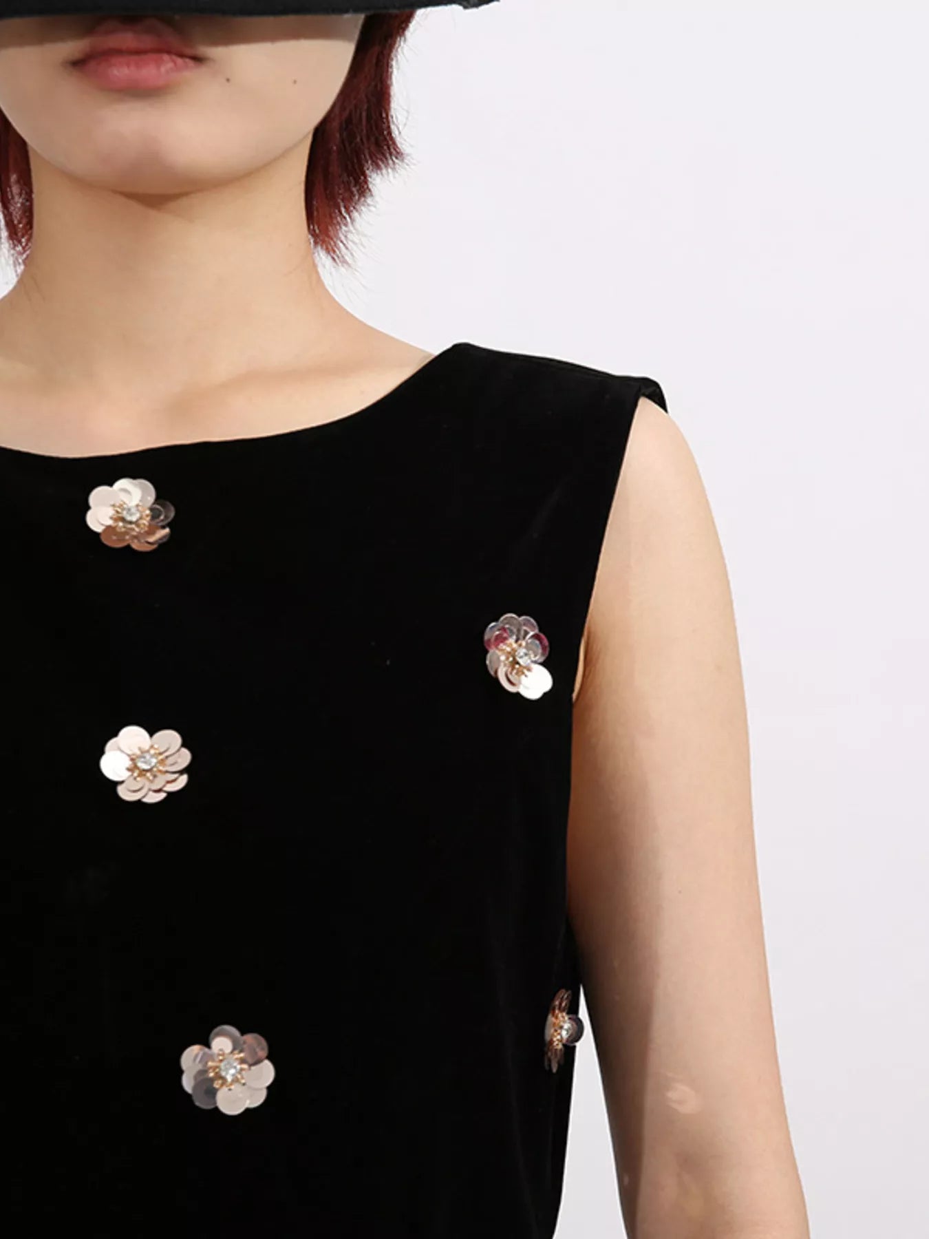 Contrast Flower Sleeveless Tulle Maxi Dress